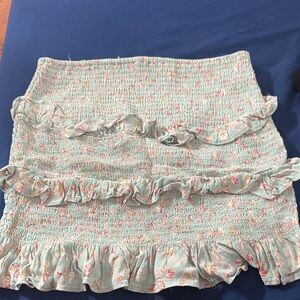 Forever 21 Floral Ruffle Mini Skirt - Light Blue and Pink